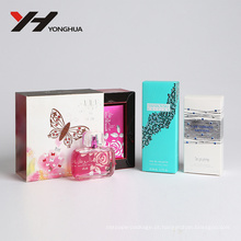Estampagem de prata personalizada com diamantes azuis Embalagem de perfume caixa de papel branco